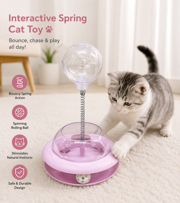 3-in-1 Interactive Spring Track Ball Cat Toy