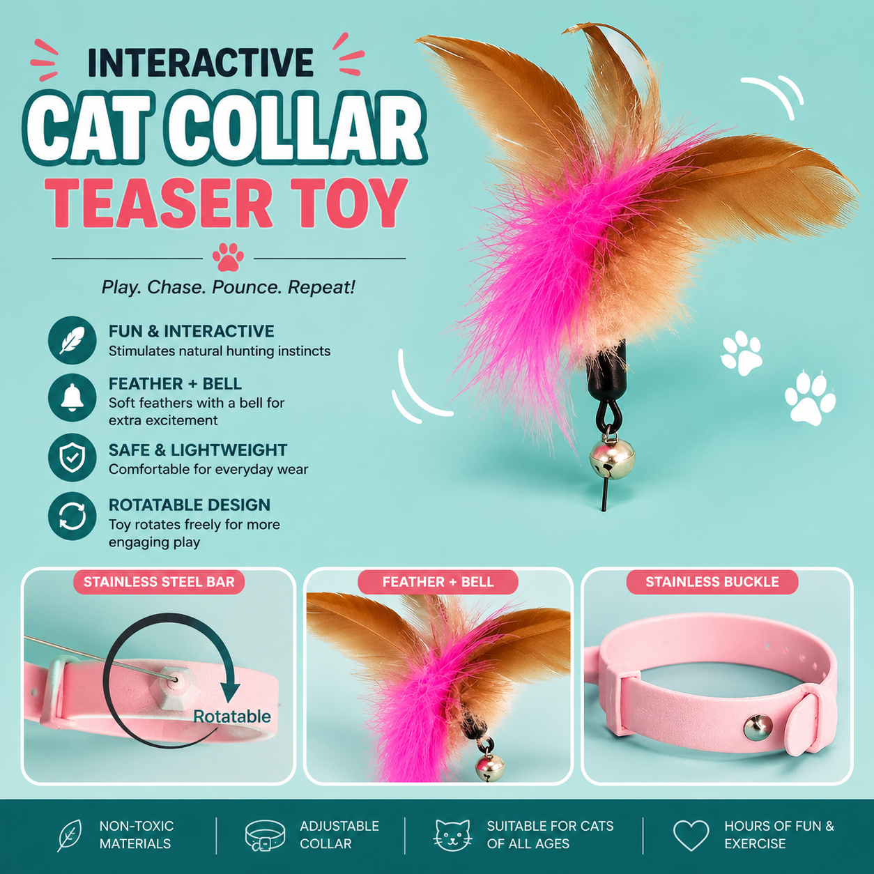 Interactive Funny Cat Collar Teaser Toy